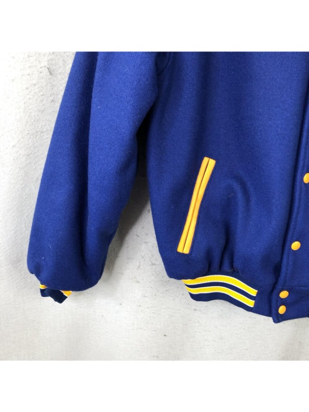 Rennoc Jacket Mens Large Blue Wool Varsity Snap Front Quilted Lined Bomber - Picture 11 of 16